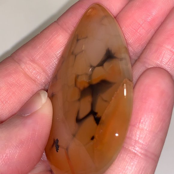 Orange and Black Dragon Veins Agate Teardrop Pendant - Picture 2 of 7